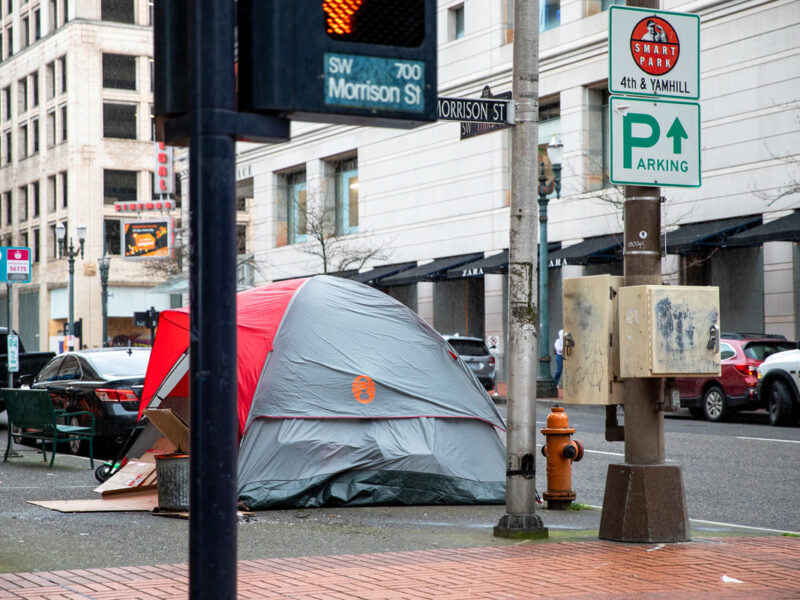 Homeless Tents Spilling into Portland City Sidewalks.